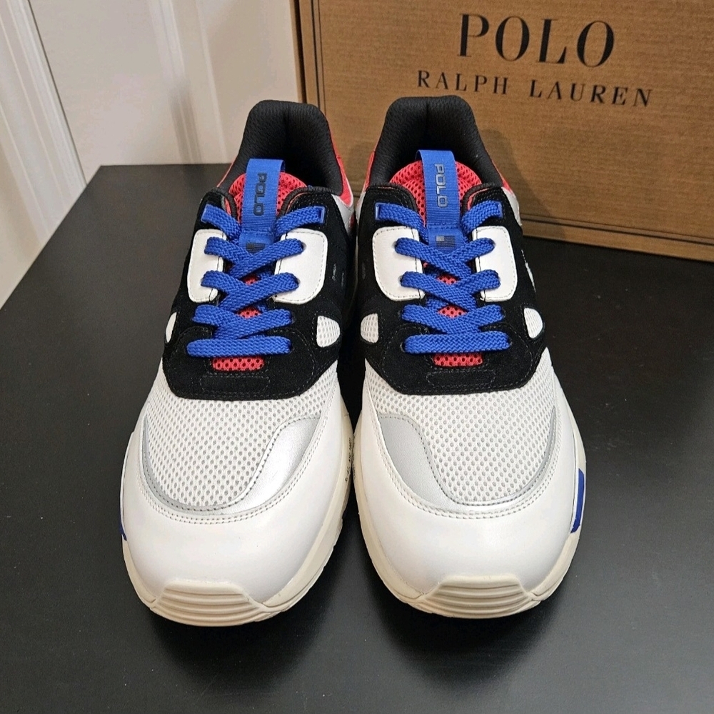 NIB Men's Polo Ralph Lauren Jogger Suede & Mesh Sneakers Size 10D